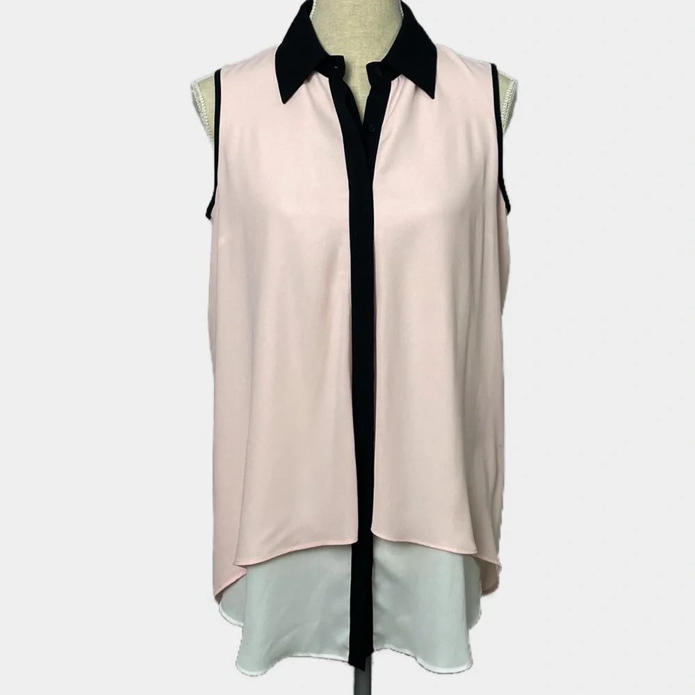 Joseph Ribkoff Blush Pink and Black Sleeveless Tunic